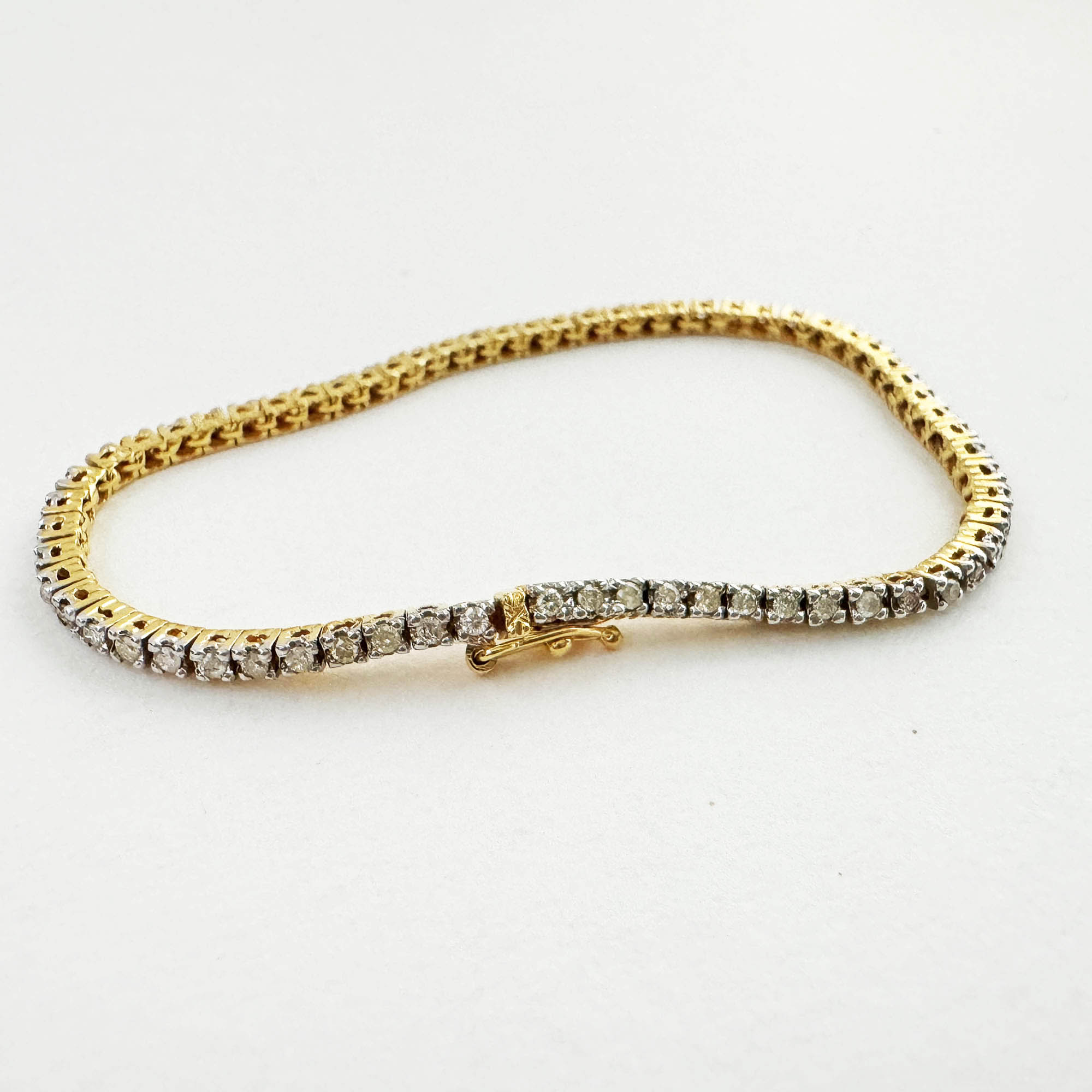 Vintage Two Tone 14K Gold Tennis Bracelet with Diamonds