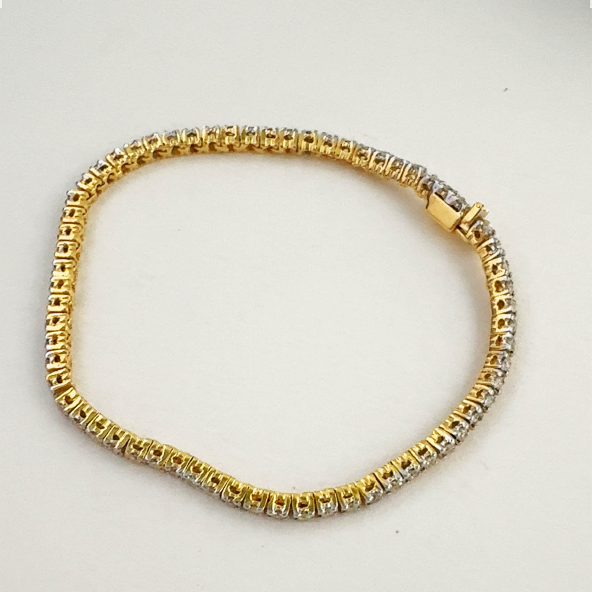 Vintage Two Tone 14K Gold Tennis Bracelet with Diamonds