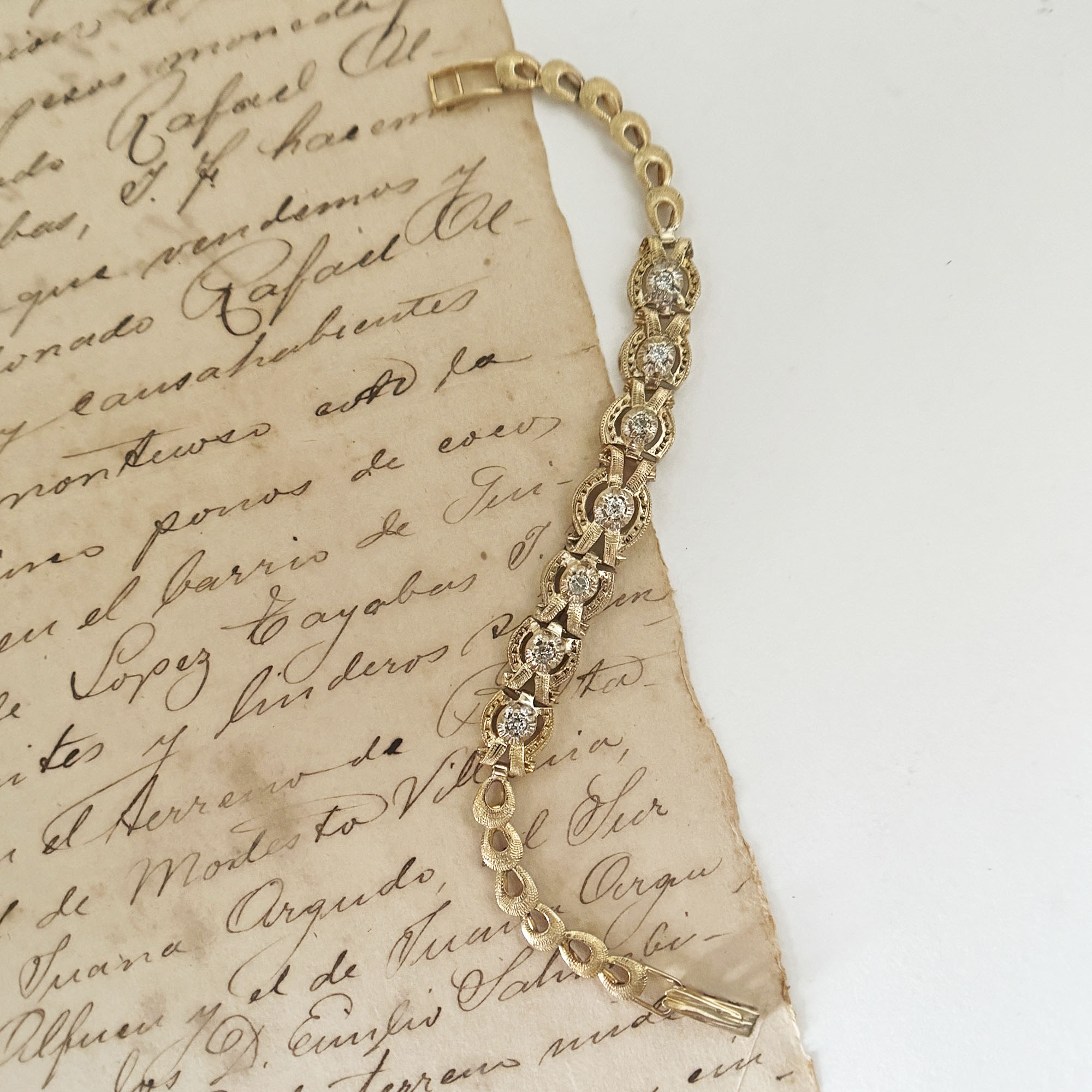 Vintage 8K Gold Bracelet with Diamonds from the Philippines