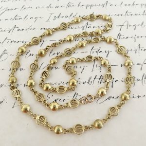 Vintage Silver in Gold Plated Finish Chain with Gold Filled Lock from the Philippines