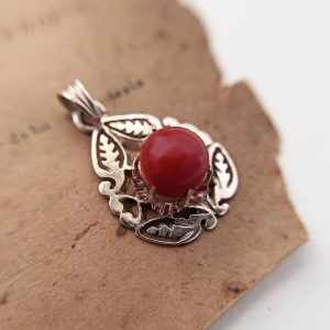 Vintage 10K Gold Coral Pendant from the Philippines