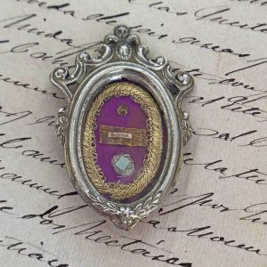 Antique "Sabina" Relicario or Reliquary Base Metal in Silver Tone from Spain